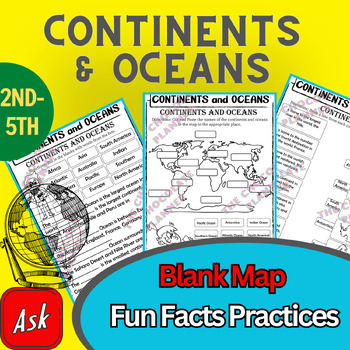 Preview of Continents And Oceans | Maps & Globes 7 Continets & Oceans | Facts Activities