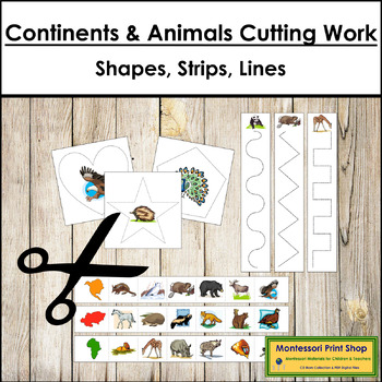 Preview of Continents & Animals Cutting Work - Scissor Practice