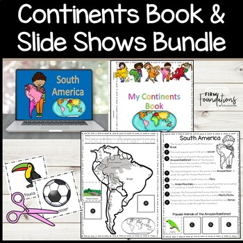 Preview of Continents Book and Slide Shows- PDF Continents Book and PPT or Google Slides