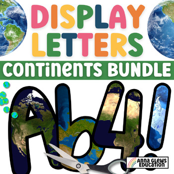 Preview of Continents Bulletin Board Letters Numbers Display Letter BUNDLE Classroom Decor