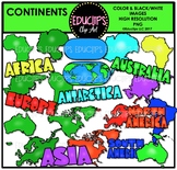 Continents Clip Art Bundle {Educlips Clipart}