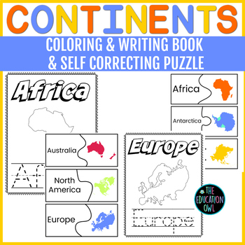 Preview of Continents Coloring/Writing Book & Puzzle
