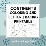 7 Continents Coloring and Letter Tracing Printable Pages Bundle