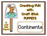 Continents - Craft Stick Puppets - Preschool Daycare *ag