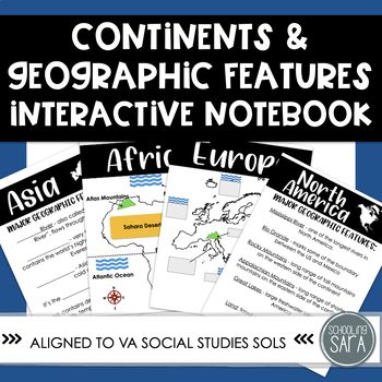 Preview of Continents & Geographic Features Interactive Social Studies Notebook