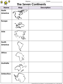 Preview of Continents Graphic Organizer: The Seven Continents - King Virtue's Classroom