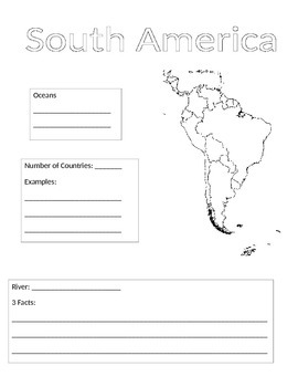 Preview of Continents Information Gathering Sheet - South America