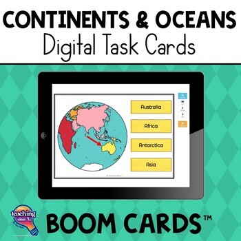 Preview of Continents & Oceans BOOM Cards Geography Review Activity