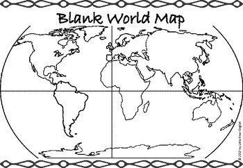 Continents Oceans Blank World Map By Little River English Tpt