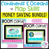 Continents, Oceans, & 2nd grade Map Skills BOOM™ Cards BUNDLE!