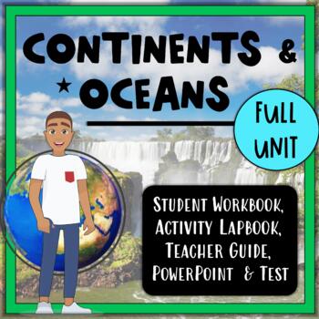 Preview of Continents, Oceans, & Map Skills UNIT- Reading Passages, Lapbook, PowerPt, Test!