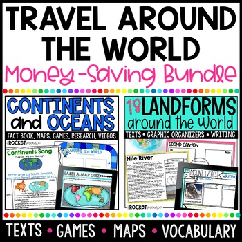 Preview of 7 Continents Printable | Continents and Oceans Activity | World Landform BUNDLE 