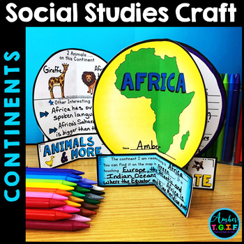 Preview of Continents Research Social Studies Craft | Continents Printable Project