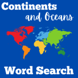 Continents and Oceans | Worksheet Word Search Puzzle Activ