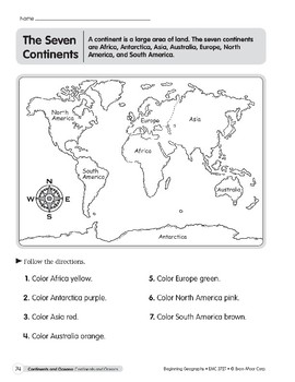 Continents and Oceans by Evan-Moor Educational Publishers | TPT