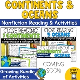 Continents and Oceans Activities Reading Passages with Blank Maps