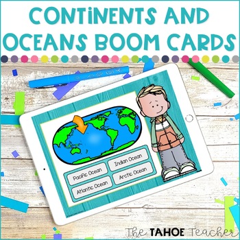 Preview of Continents and Oceans Boom Cards