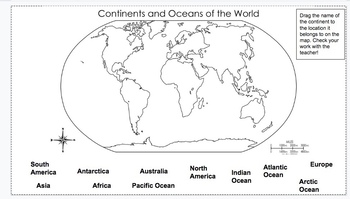 Continents and Oceans Click and Drag Activity by busybeeswithmrsb