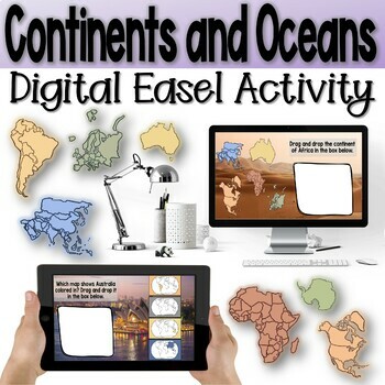 Preview of Continents and Oceans Digital Activity with Easel 