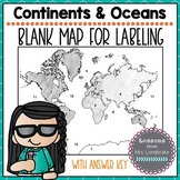 Blank Continents Map: Identify and Label with Key