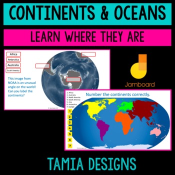 Preview of Continents and Oceans Jamboard digital learning no print activity