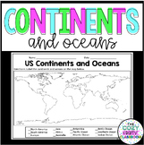Continents and Oceans Labeling Activity