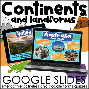 Preview of Continents and Oceans & Landforms BUNDLE | Google Slides Activities