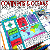 Continents and Oceans - 3D Map, Lap Book, Activities - Soc