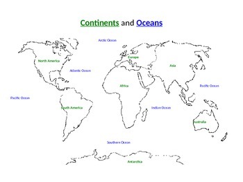 Continents And Oceans Map Labeling By Resources4u Tpt