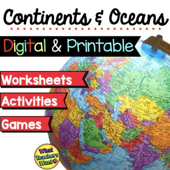 Preview of Continents and Oceans - Maps, Games and Activities