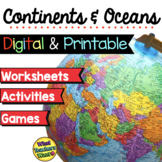 Continents and Oceans - Maps, Games and Activities