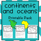 Continents and Oceans Printable Pack
