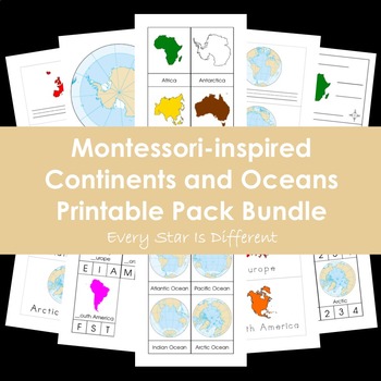 Preview of Continents and Oceans Printable Pack Bundle