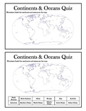 Continents and Oceans Quiz
