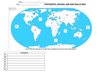 Preview of Continents and Oceans Quiz