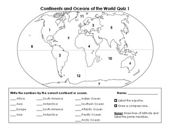 Continents and Oceans Quiz by Kara Plain and Tall TPT
