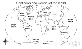 Continents and Oceans Quiz & Study Guide by Southern Teacher Life