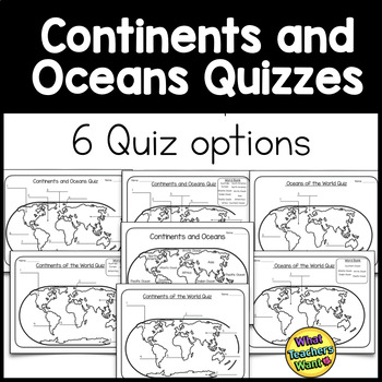 Preview of Continents and Oceans Quizzes Distance Learning