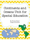 Continents and Oceans Unit for Special Education