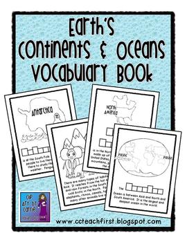 Preview of Continents and Oceans Vocabulary Book