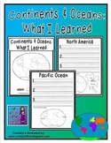 Continents and Oceans:  What I Learned Book
