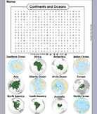Continents and Oceans Word Search Activity (7 Continents P