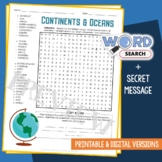 Continent and Ocean Word Search Puzzle Vocabulary Test Rev