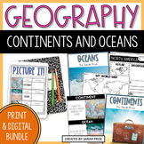 Continents and Oceans Worksheets and Digital Activities Bundle