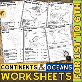 Continents and Oceans Worksheets | Blank Map | World Map w