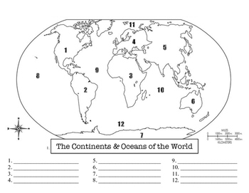 Preview of Continents and Oceans of the World Worksheet