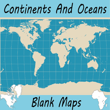Preview of Continents and oceans blank map : label continents and oceans