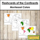 Flashcards of the Continents (Hemispheres) Montessori color-code