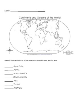 Continents of the World Worksheet by Sonia Rickman | TpT