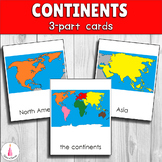 Continents of the world Montessori 3-part cards